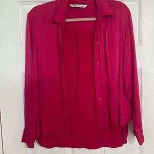Zara Women's Vibrant Pink Blouse